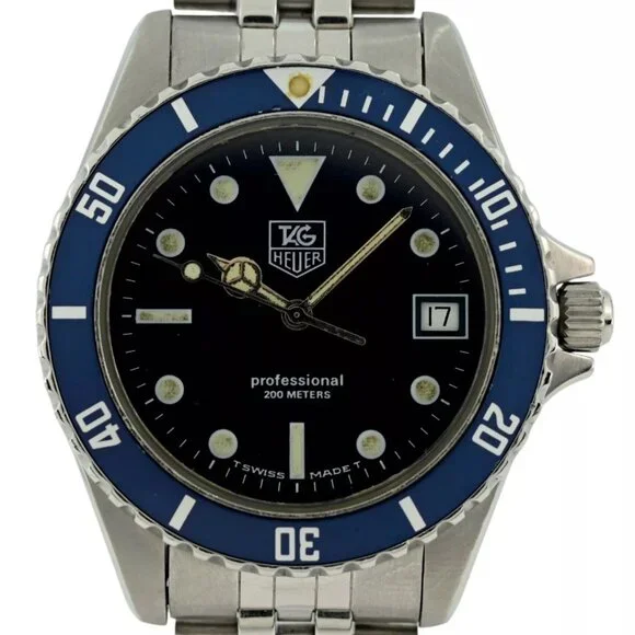 Tag Heuer 37mm Men's Blue Dial 1000 Series Dive Watch Jubilee Band! 980.613 B!